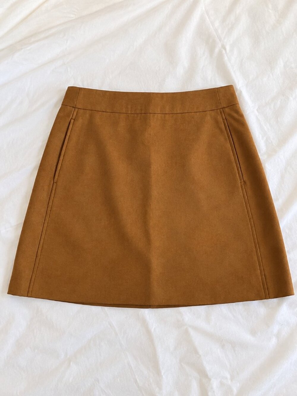 J.Crew Cognac Brown Faux Suede A-Line Mini Skirt Size 6